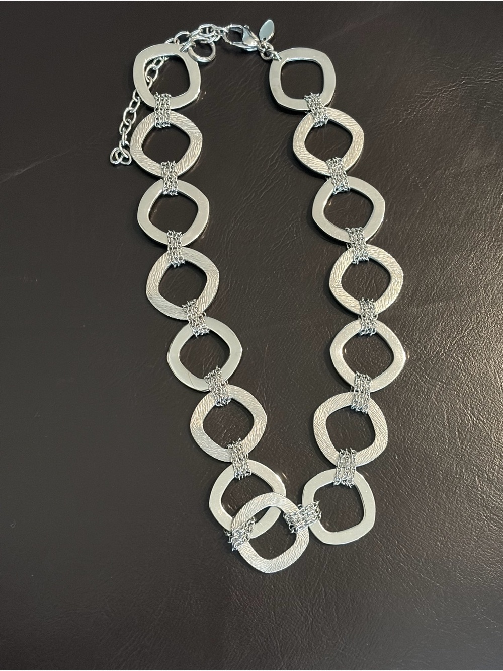 Modern Silver-Tone Steel Open-Link Statement Necklace